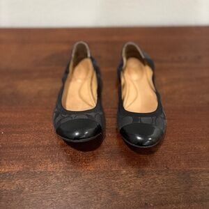 Coach Signature Black Ballet Flats - Black, 10